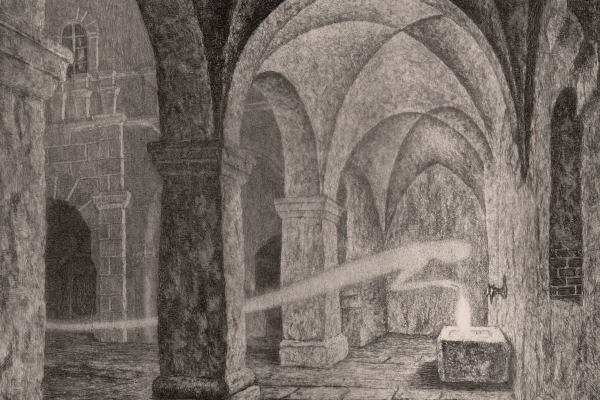 Fritz Schwimbeck, Brunnengespenst, 1919, Museum im Wittelsbacher Schloss Friedberg