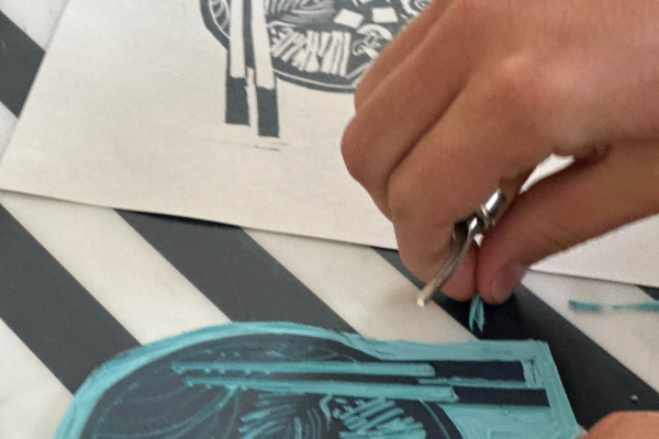 Linoldruck Auf Textil Ornament, Foto BastelKiosk Linoldruck Auf Textil Ornament, Foto BastelKiosk